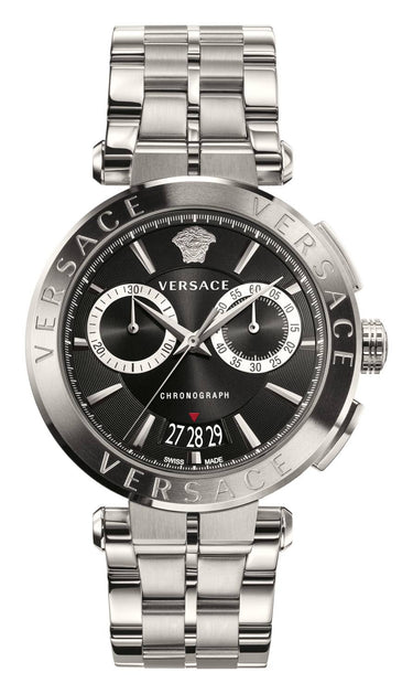Versace Aion Chronograph Herrenuhr Silber Stahl Schwarzes Zifferblatt 45mm VE1D015 20